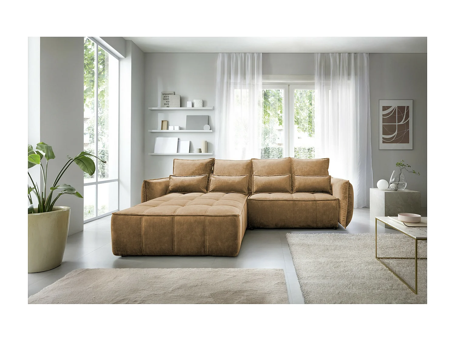 Ecksofa Lopez  L/Stoffbezug/Orange