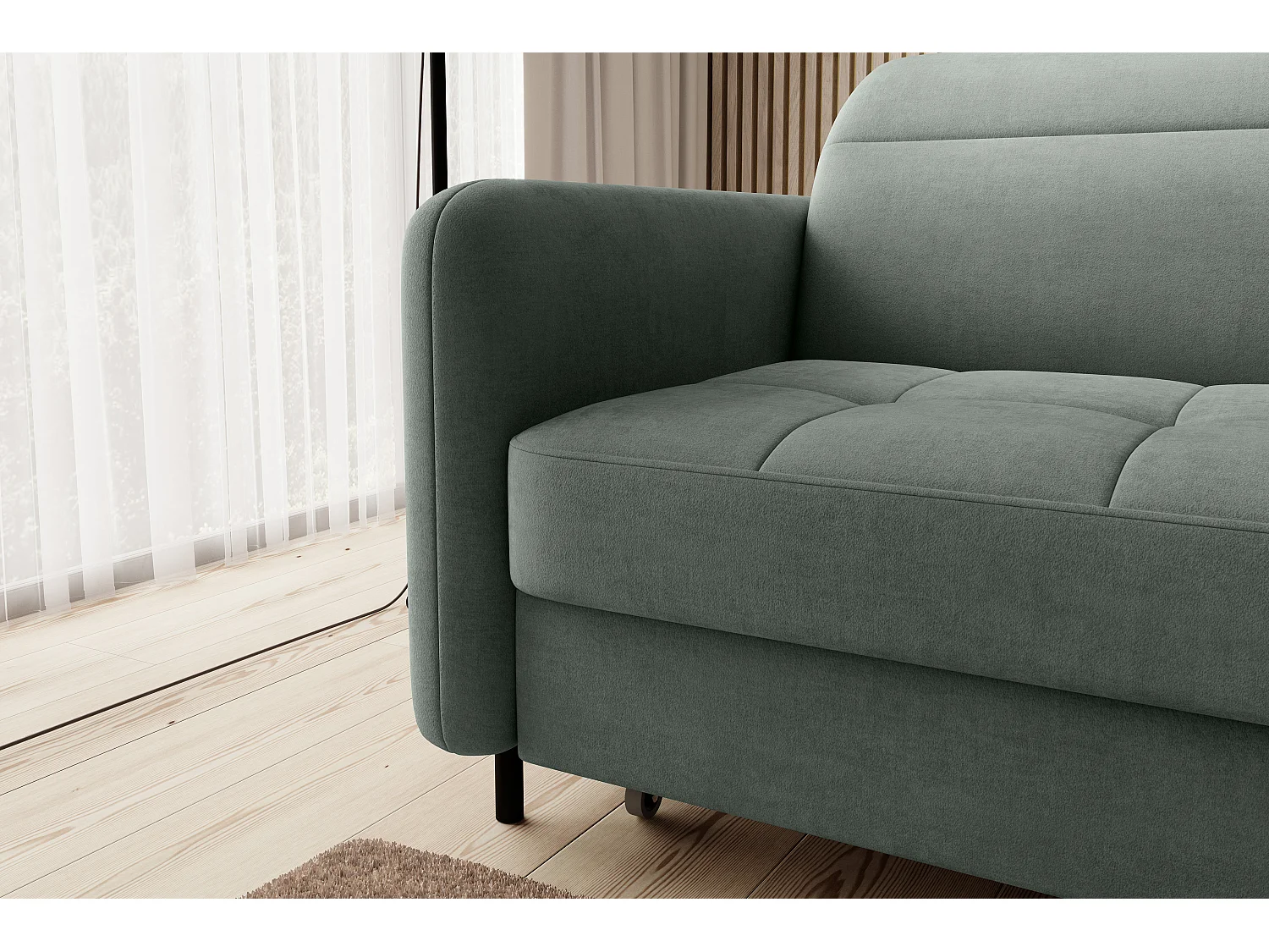 Divano d'angolo Tippo R / In Magazzino/rivestimento in tessut/Verde