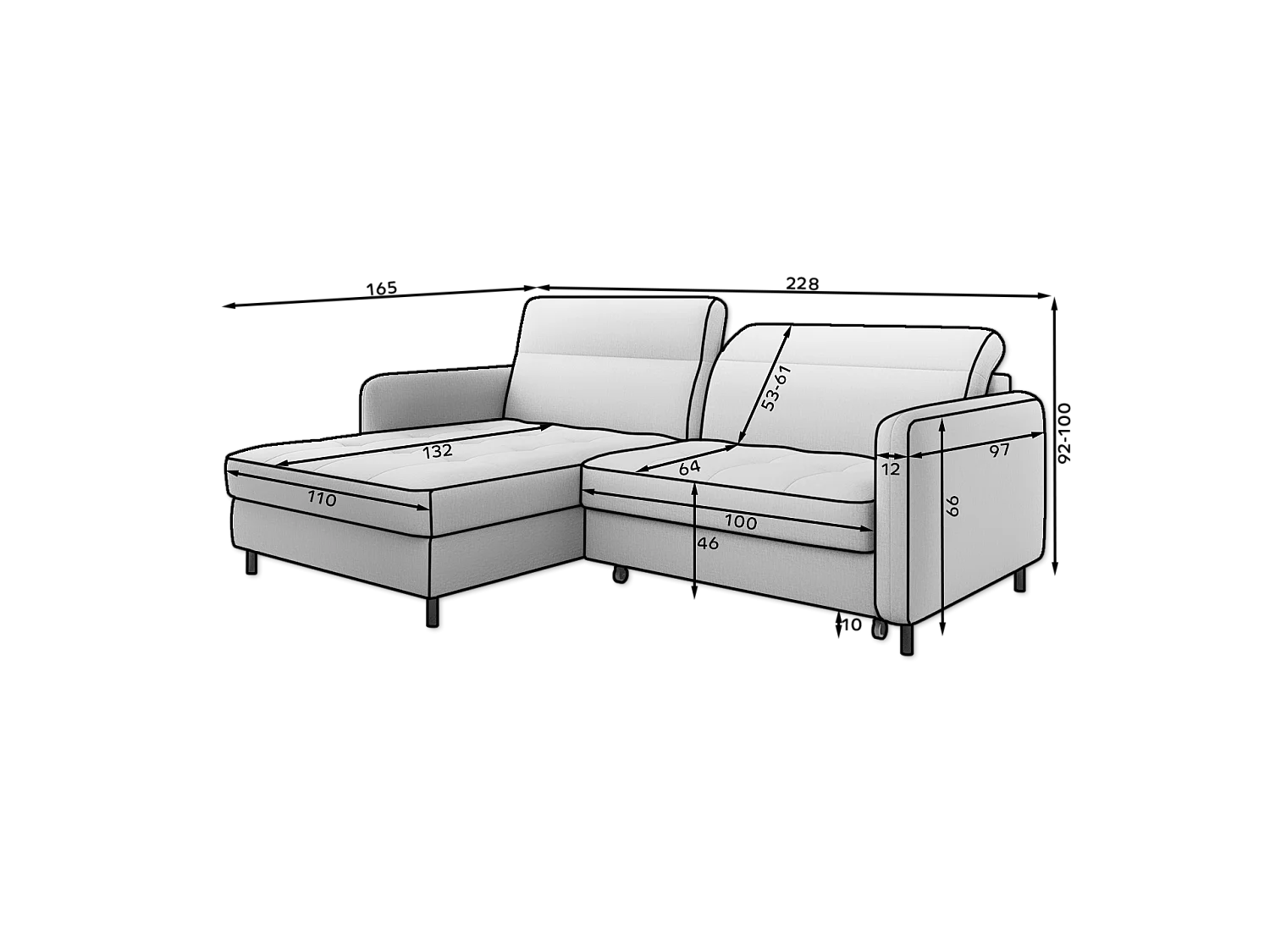 Divano d'angolo Tippo R / In Magazzino/rivestimento in tessut/Verde