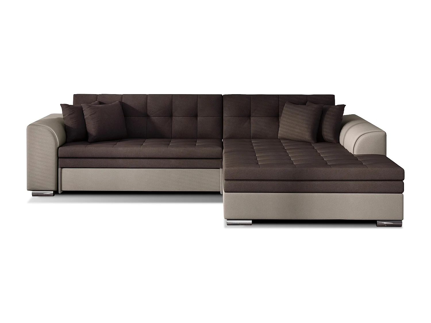 Divano d'angolo Oswald  R / In Magazzino/rivestimento in tessut/Marrone&Beie