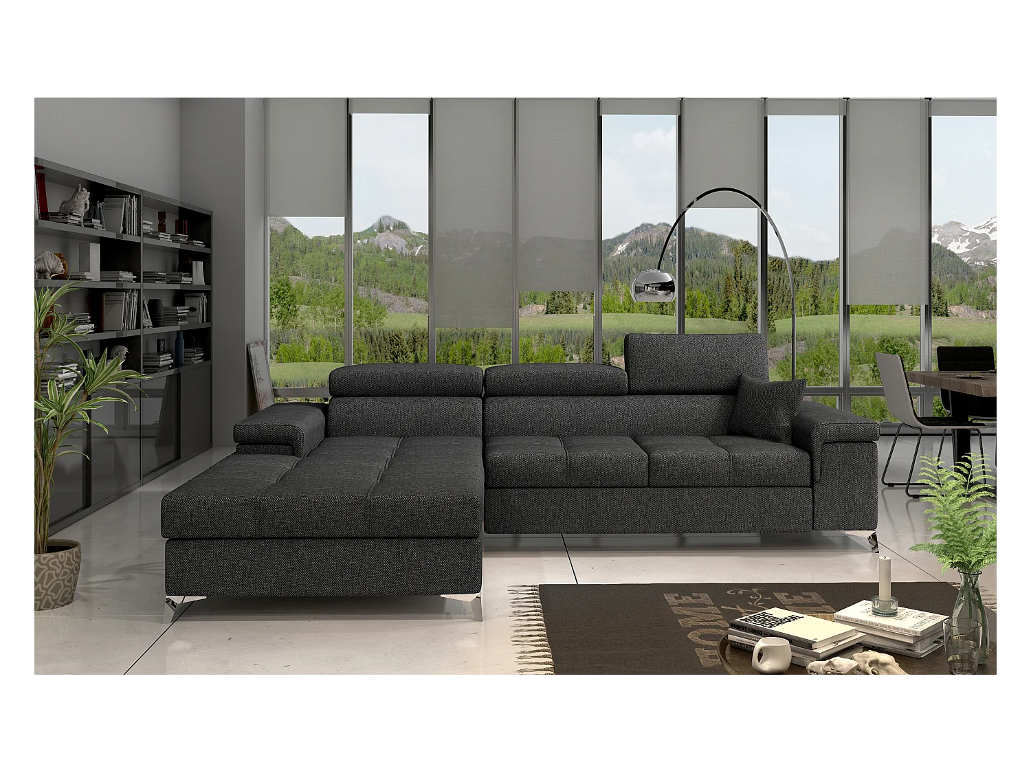 Canapé Corner Lucca L /revêtement tissu/Anthracite