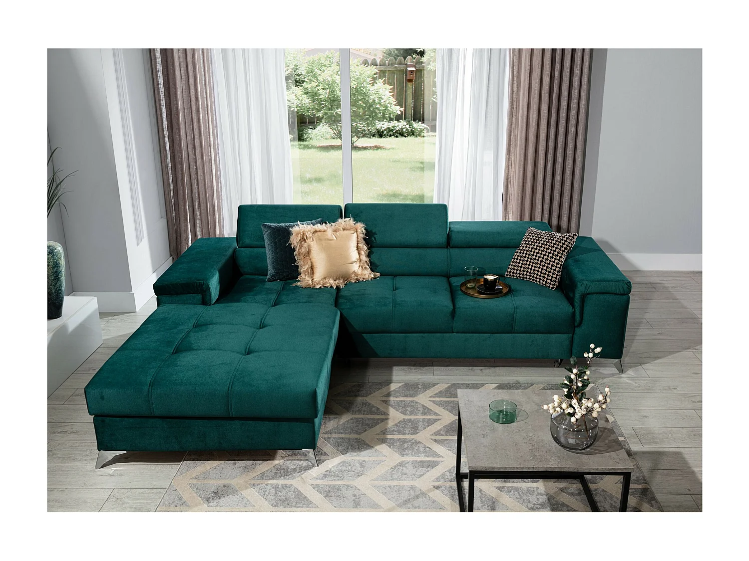 Divano d'angolo Lucca L /rivestimento in tessut/Antracite