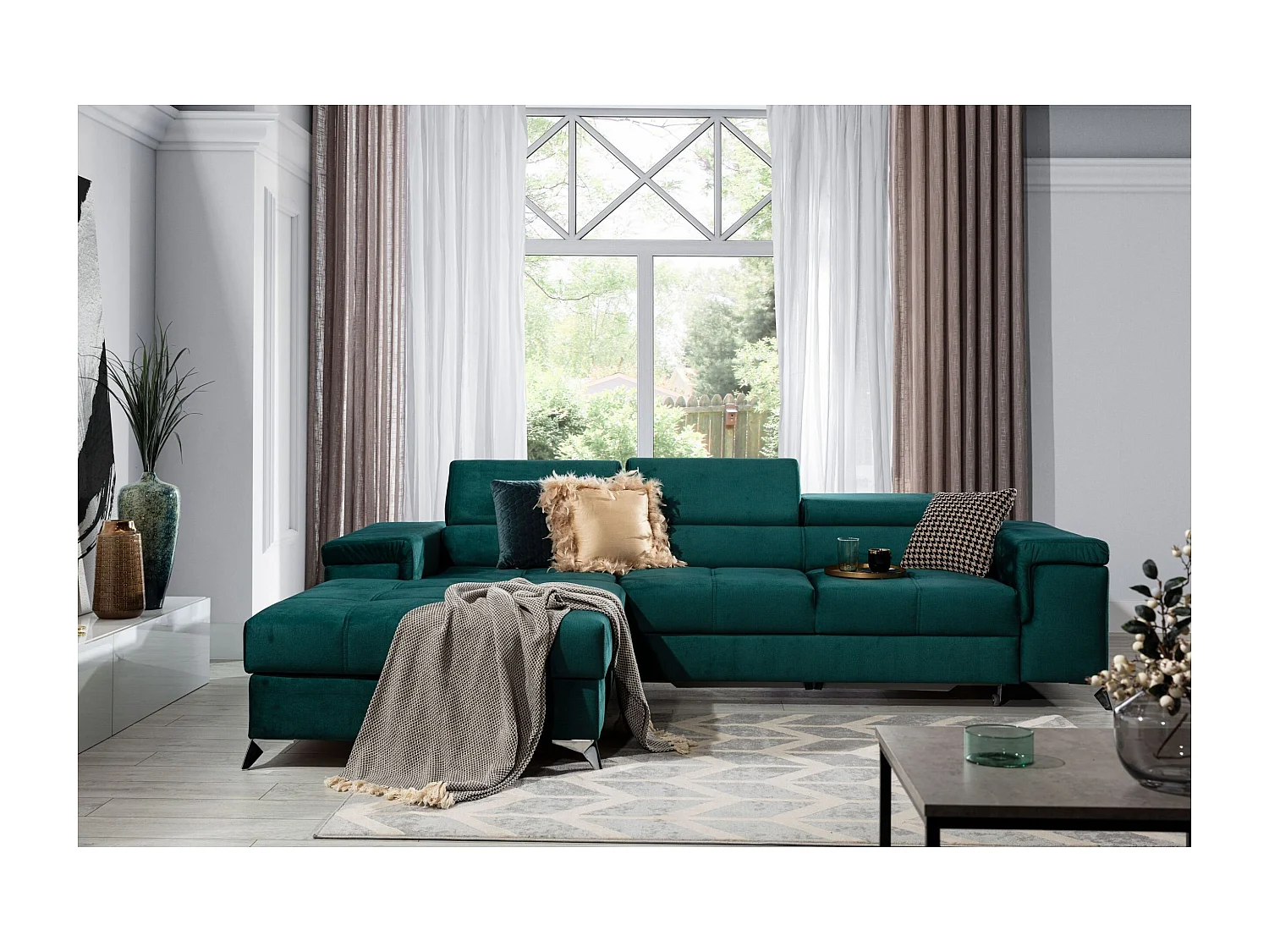 Divano d'angolo Lucca L /rivestimento in tessut/Antracite