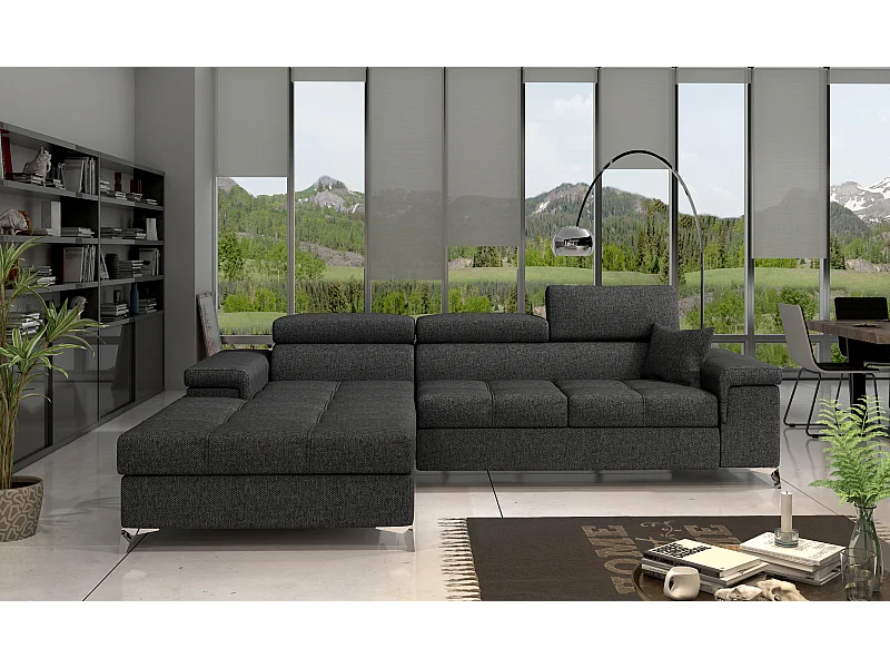 Canapé Corner Lucca L /revêtement tissu/Anthracite