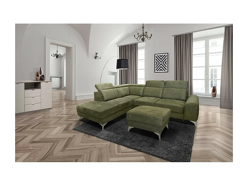 Ecksofa Diego L/Stoffbezug/Grün