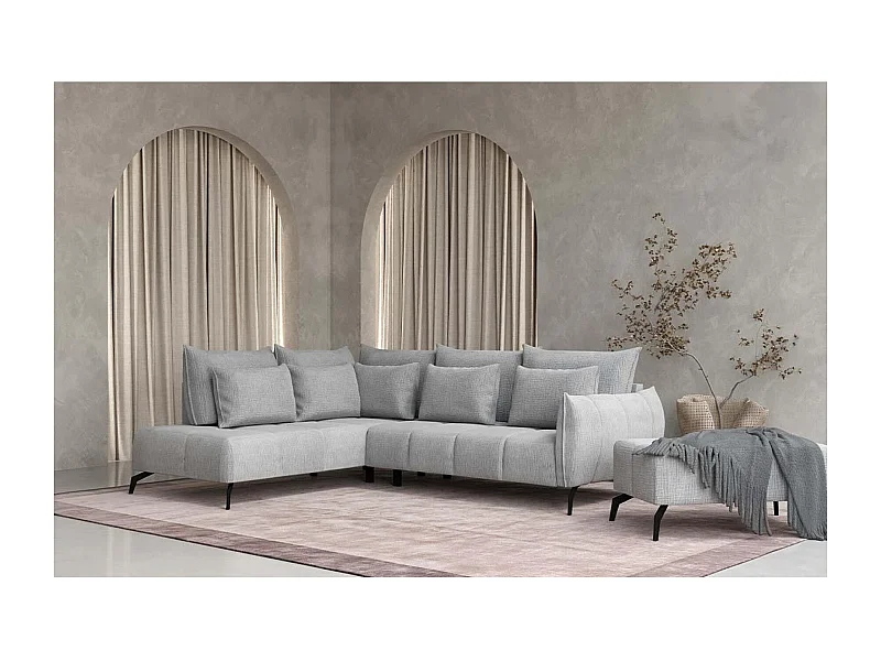 Divano d'angolo Casablanca L/rivestimento in tessut/Grigio