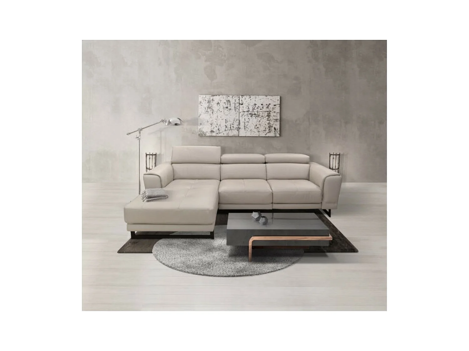 Ecksofa San Remo L (Leder)/Stoffbezug/