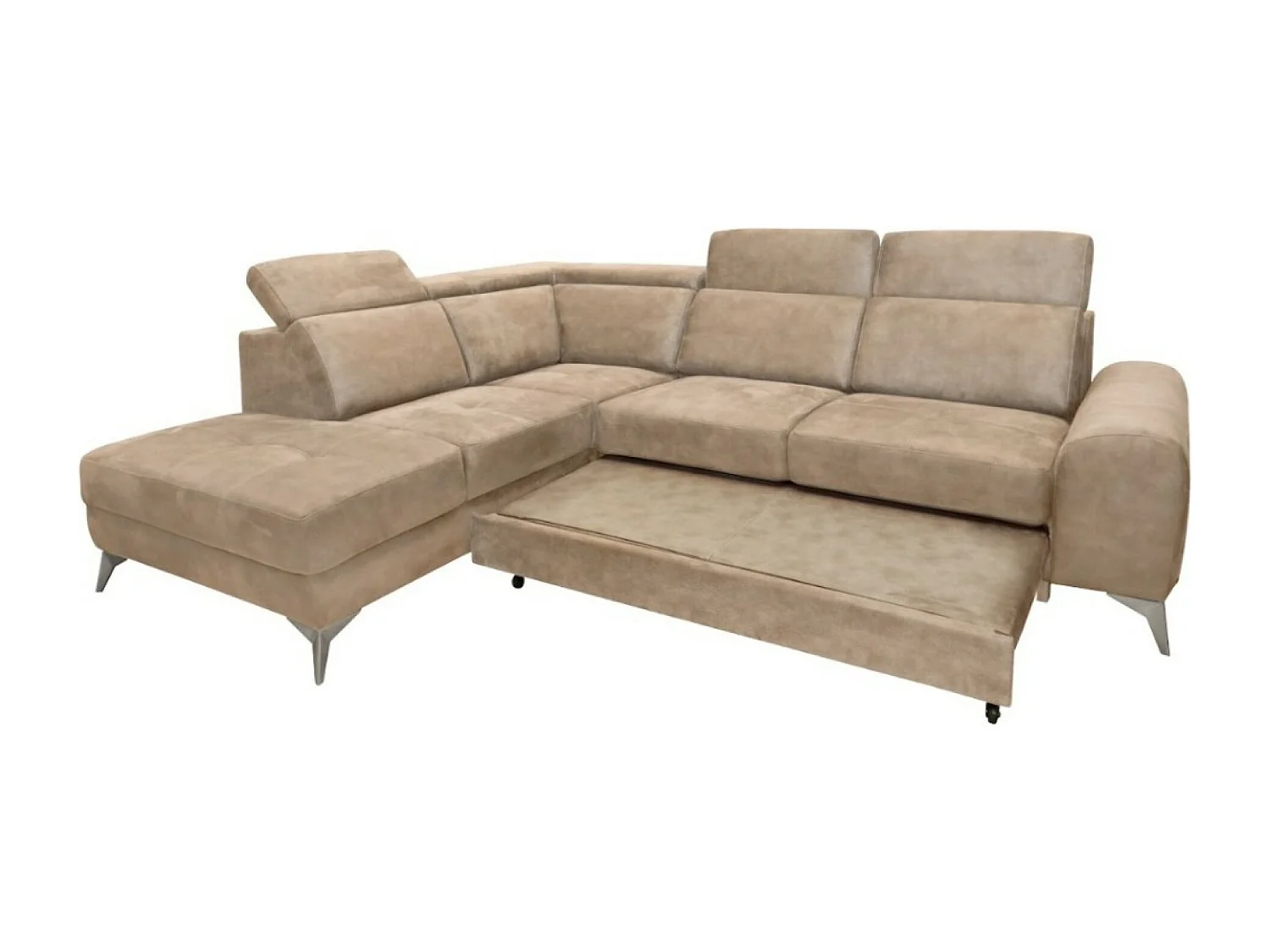 Divano d'angolo Diego L/rivestimento in tessut/Beige