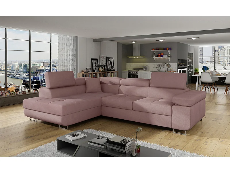 Canapé Corner Rondon L / En Stock /revêtement tissu/Rose