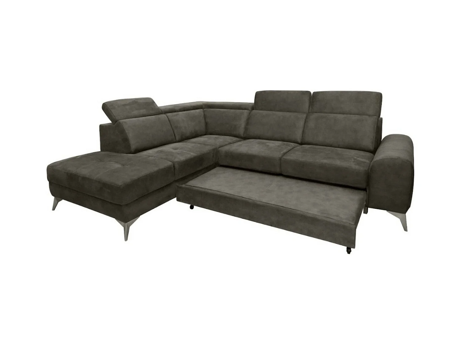 Divano d'angolo Diego L/rivestimento in tessut/Grigio