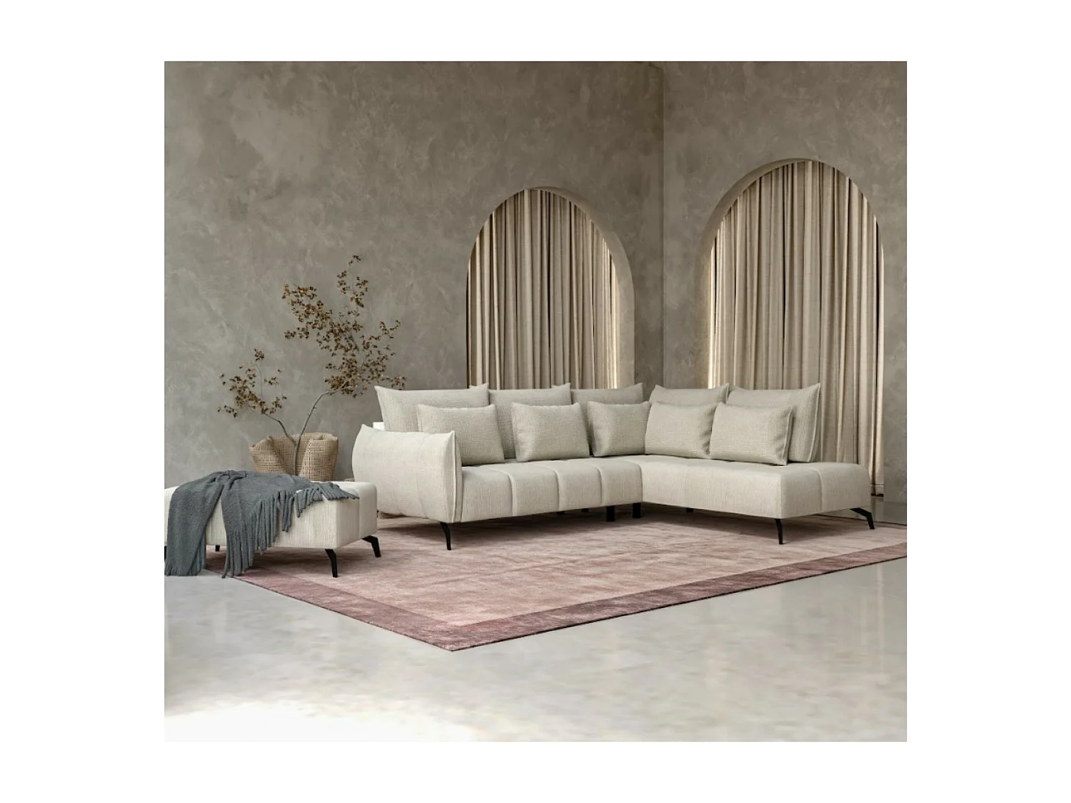 Divano d'angolo Casablanca R/rivestimento in tessut/Beige