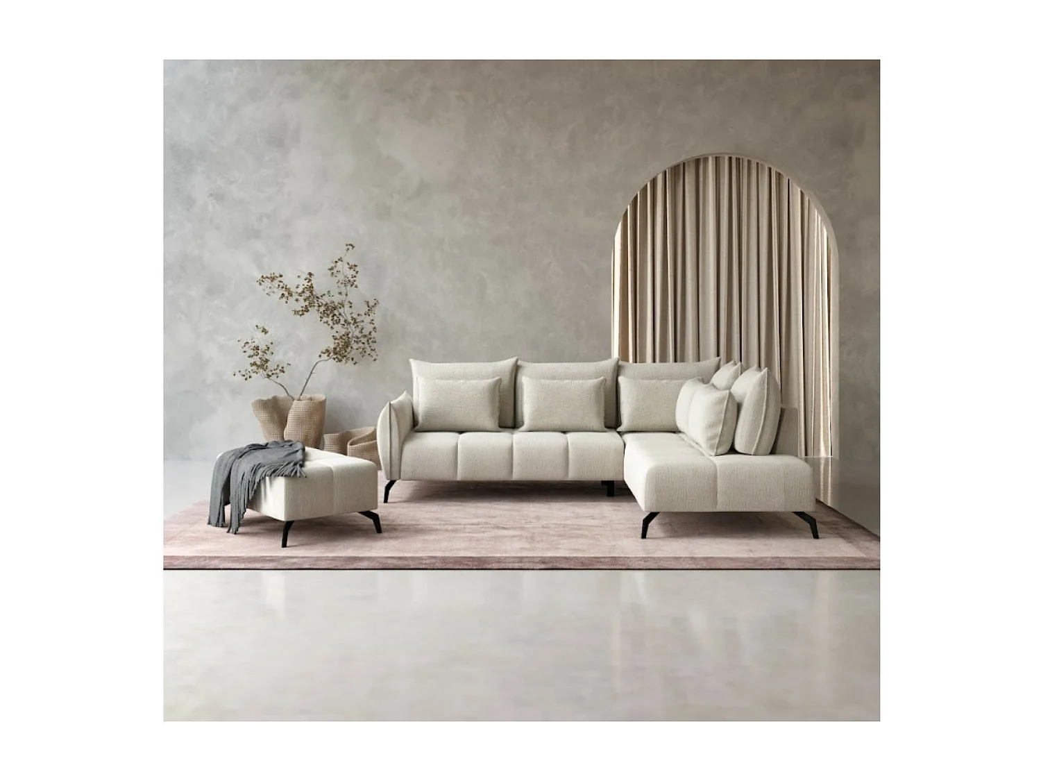 Divano d'angolo Casablanca R/rivestimento in tessut/Beige