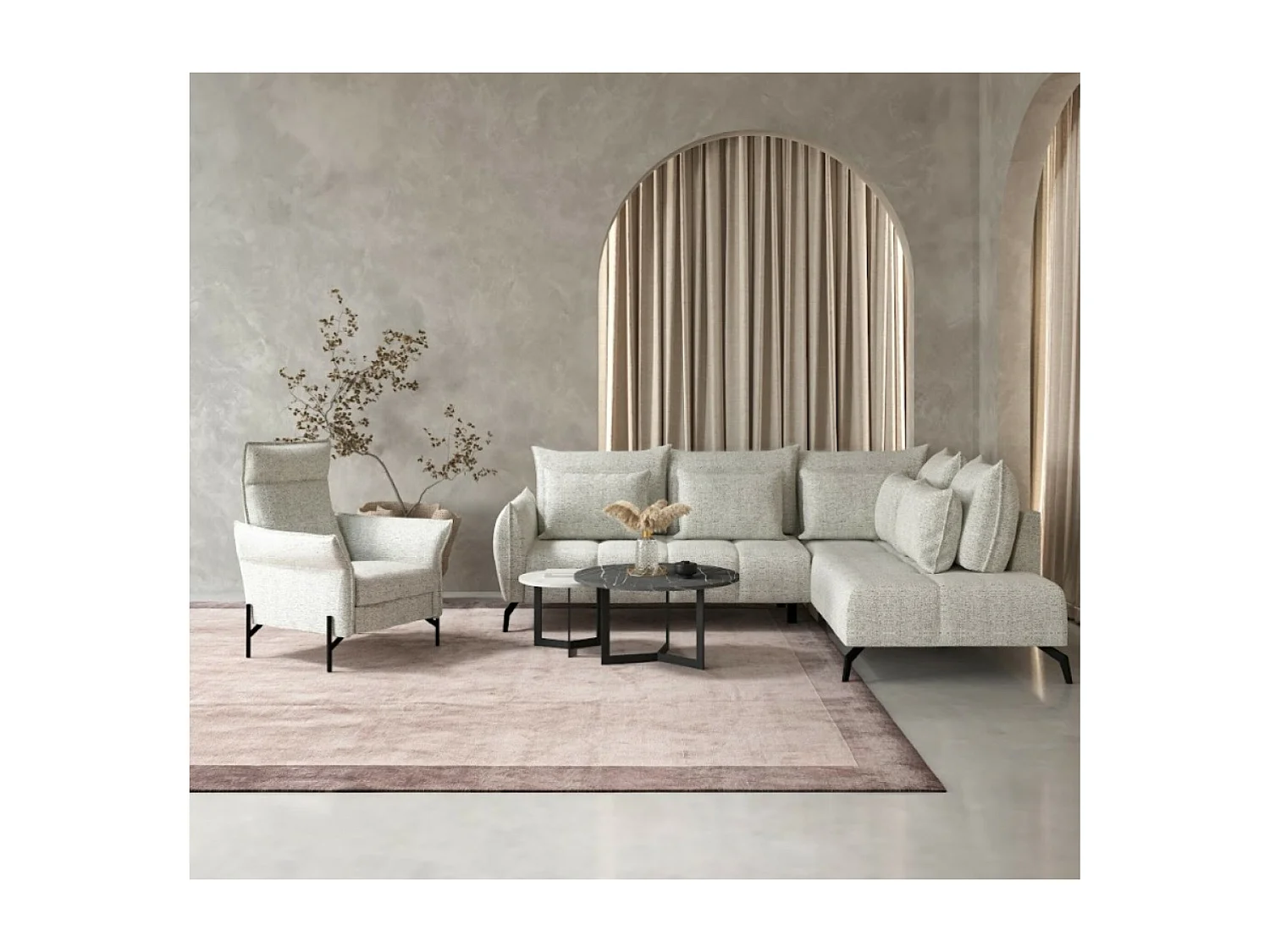 Divano d'angolo Casablanca R/rivestimento in tessut/Beige