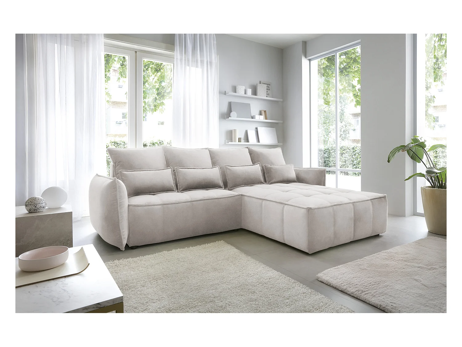 Ecksofa Lopez  L/Stoffbezug/Beige