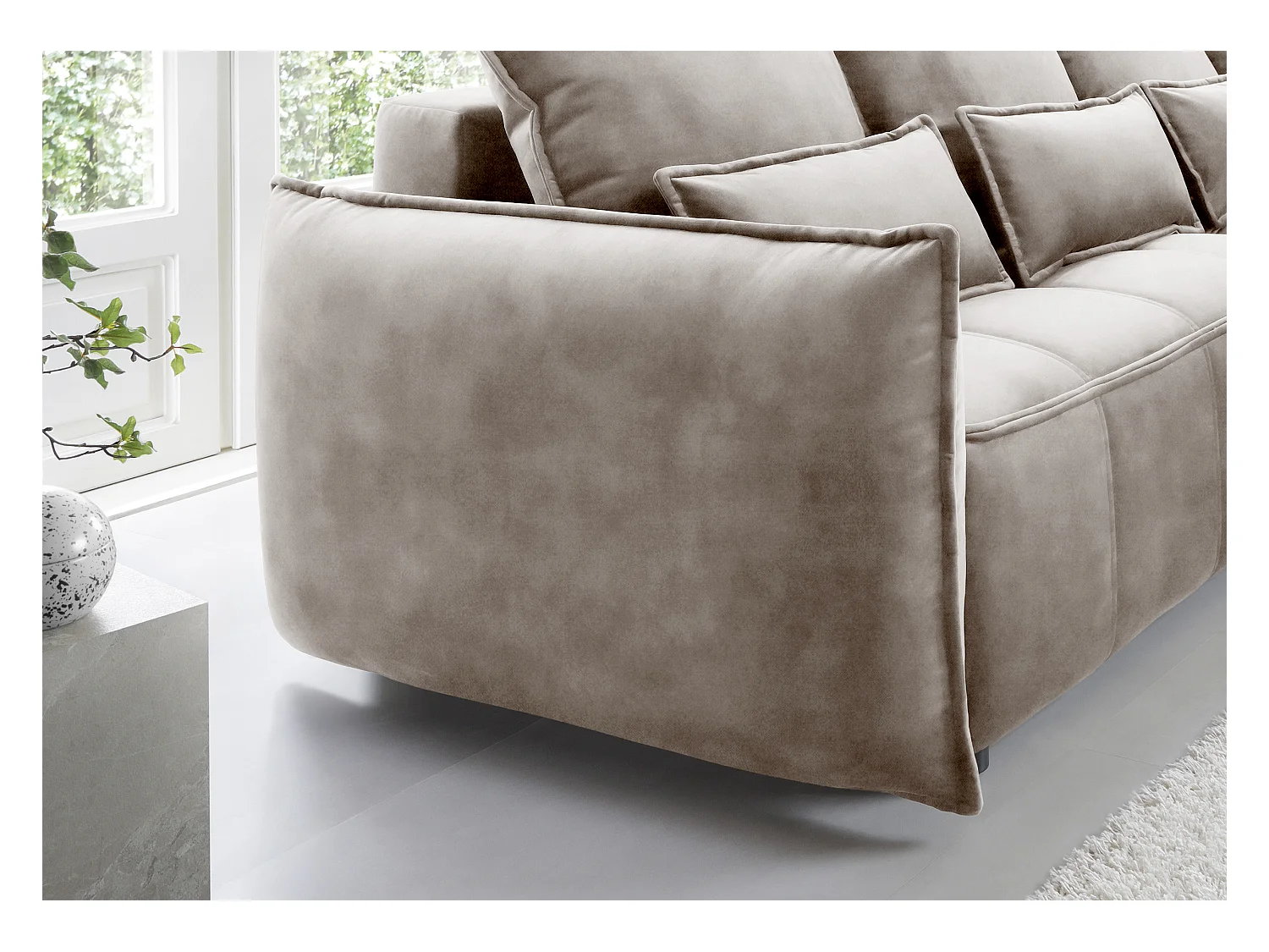 Divano d'angolo Lopez L/rivestimento in tessut/Beige