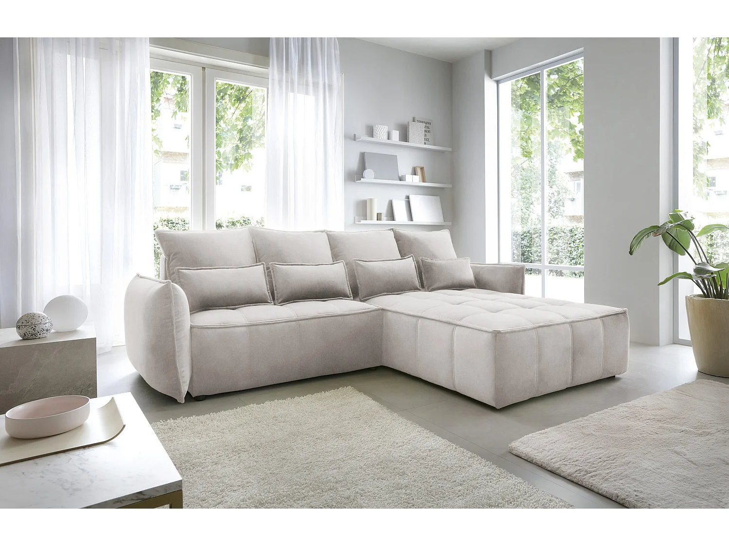 Ecksofa Lopez  L/Stoffbezug/Beige
