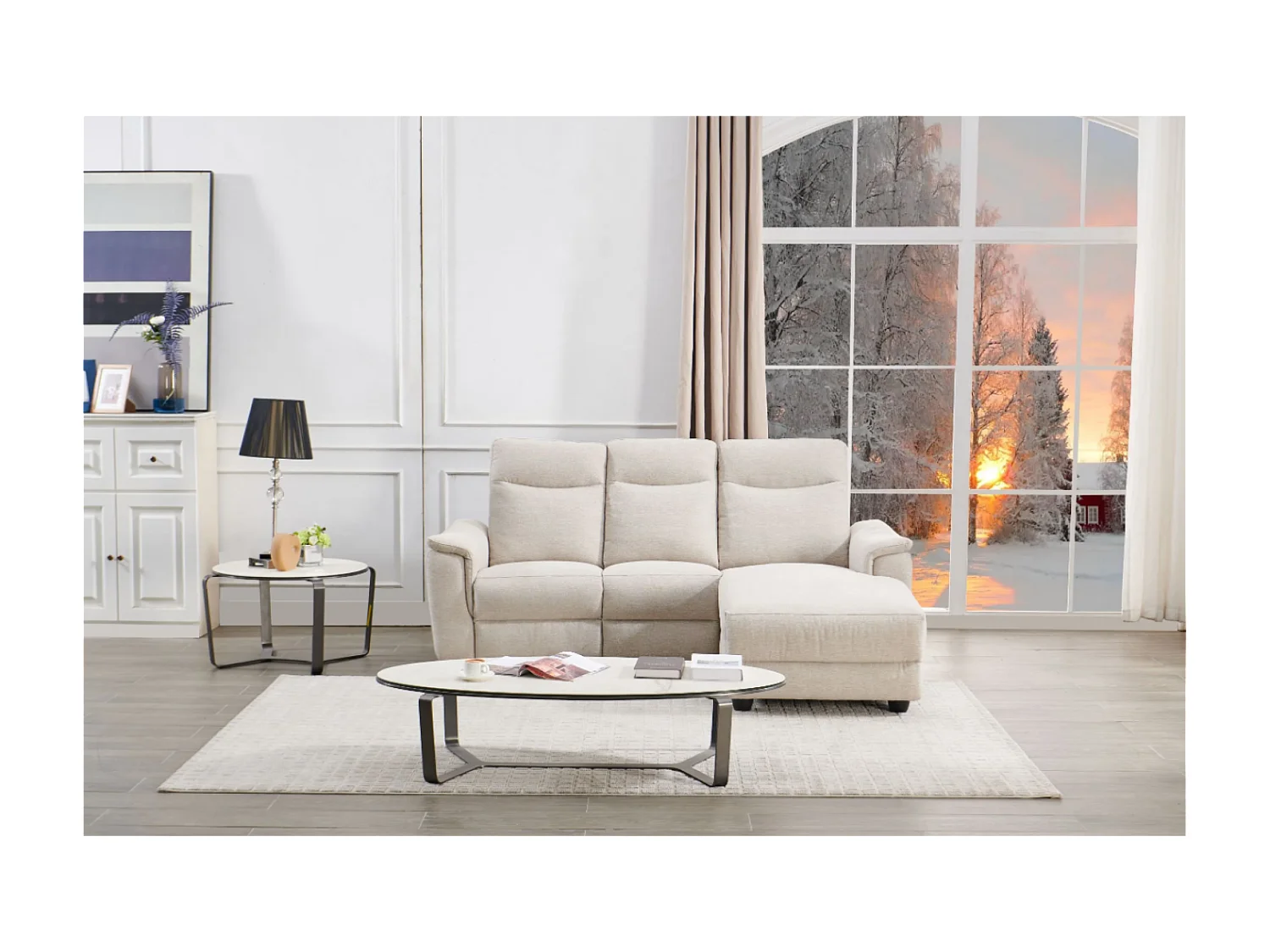 Ecksofa Marino R/Stoffbezug/Beige