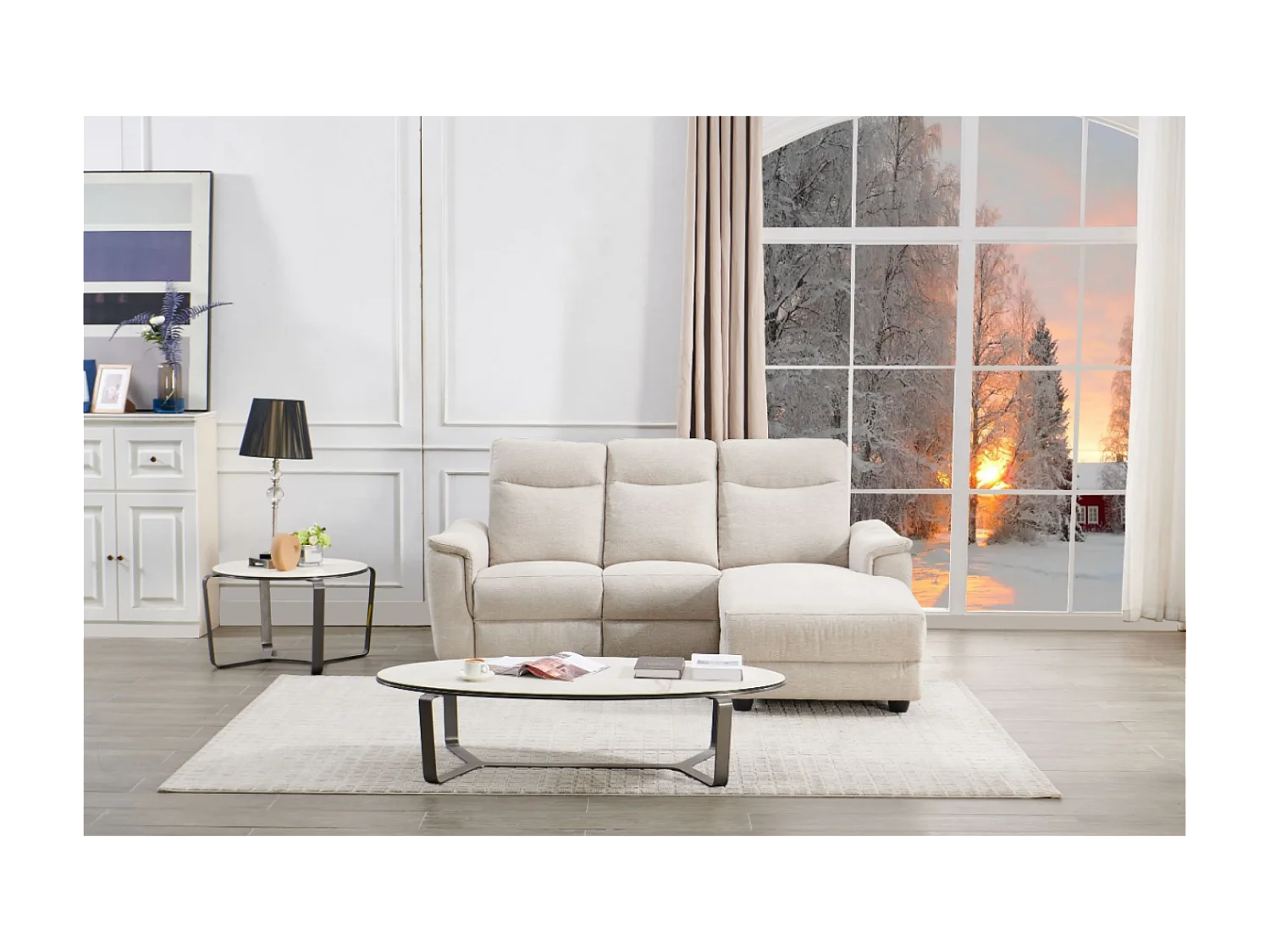 Divano d'angolo Marino R/rivestimento in tessut/Beige