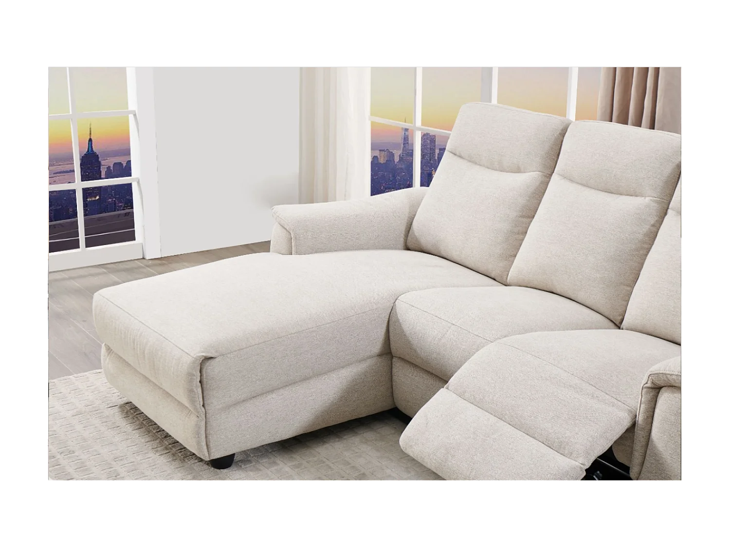 Divano d'angolo Marino L/rivestimento in tessut/Beige