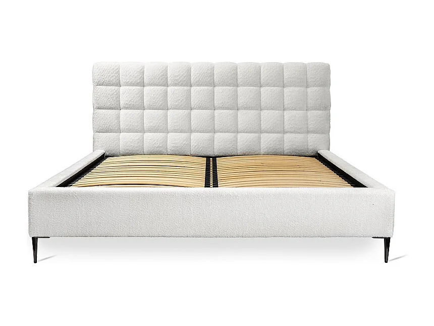 Cama MILLIO – Marfil – 180x200 cm – Tela de chenilla rizada – Somier incluido – Confort de hotel de 5 estrellas