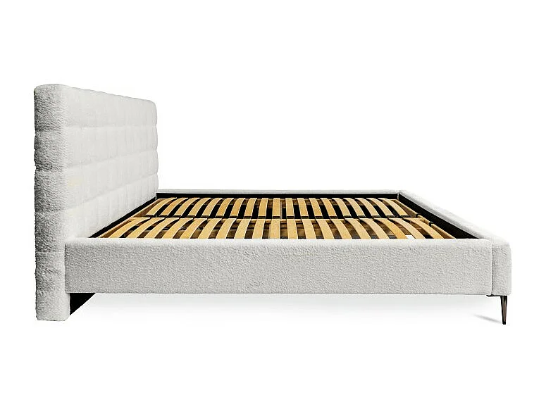 Cama MILLIO – Marfil – 180x200 cm – Tela de chenilla rizada – Somier incluido – Confort de hotel de 5 estrellas