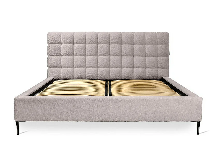 Cama MILLIO – Color topo – 140x200 cm – Tela de chenilla rizada – Somier incluido – Confort de hotel 5 estrellas