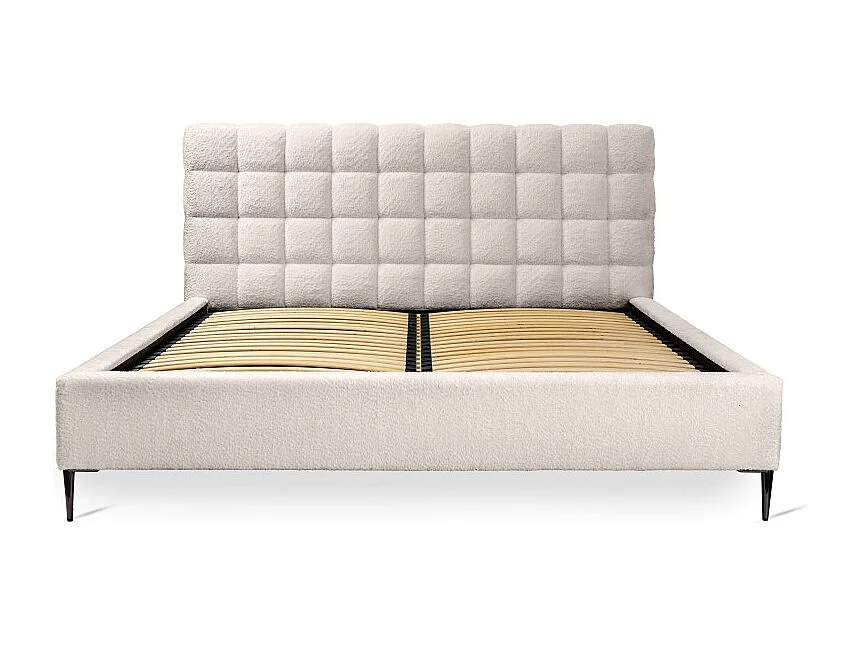Bed MILLIO - Crème - 180x200 cm - Bouclé chenille stof - Inclusief lattenbodem - 5-sterren hotelcomfort