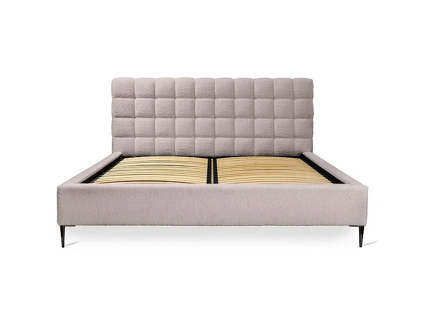 Cama MILLIO – Taupe – 180x200 cm – Tela de chenilla rizada – Somier incluido – Confort de hotel 5 estrellas