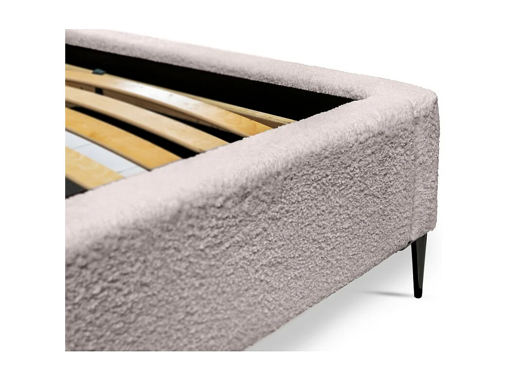 Cama MILLIO – Taupe – 180x200 cm – Tela de chenilla rizada – Somier incluido – Confort de hotel 5 estrellas