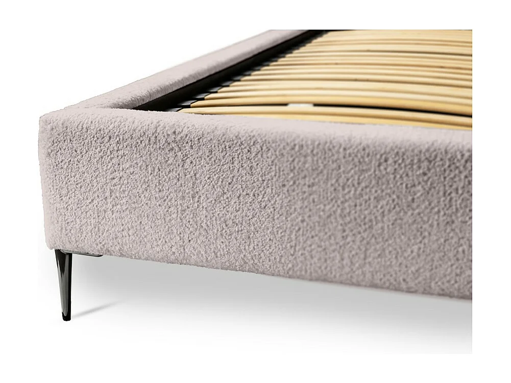 Cama MILLIO – Taupe – 180x200 cm – Tela de chenilla rizada – Somier incluido – Confort de hotel 5 estrellas