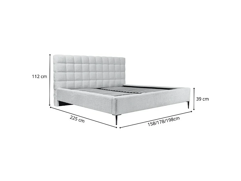 Cama MILLIO – Blanca – 180x200 cm – Tela de chenilla rizada – Somier incluido – Confort de hotel 5 estrellas