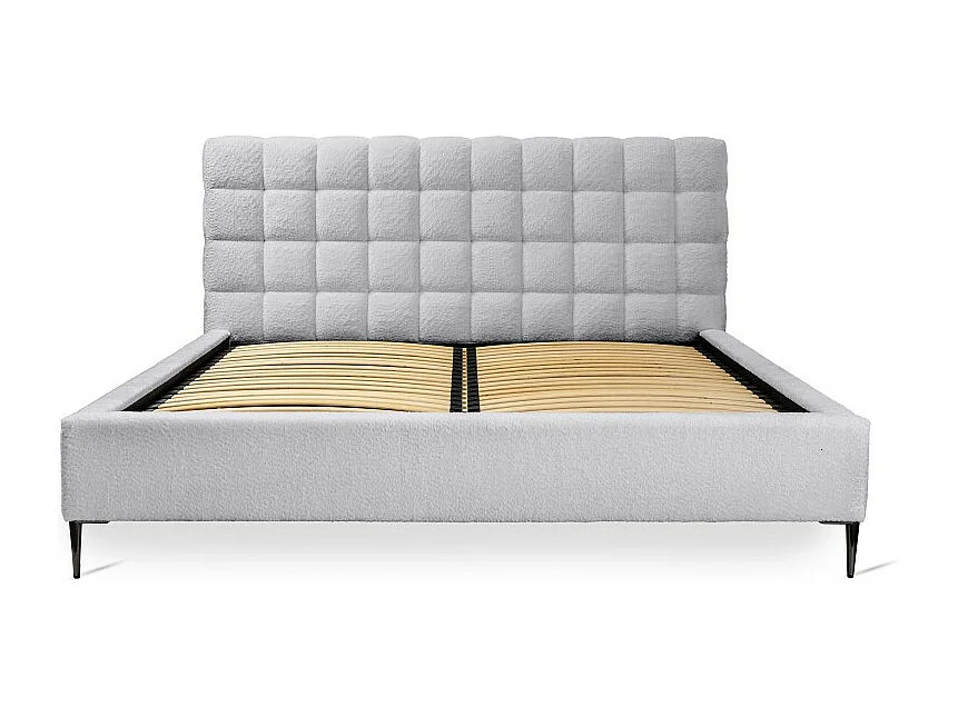 Cama MILLIO – Blanca – 180x200 cm – Tela de chenilla rizada – Somier incluido – Confort de hotel 5 estrellas