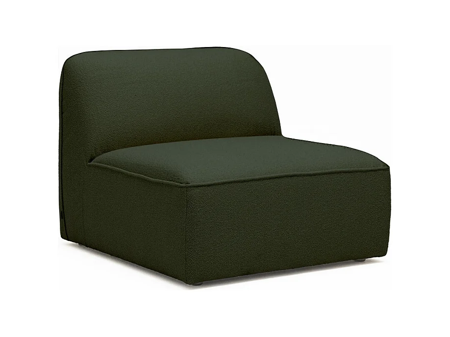 Noor - Chauffeuse pour canapé modulable en tissu bouclette - Vert kaki