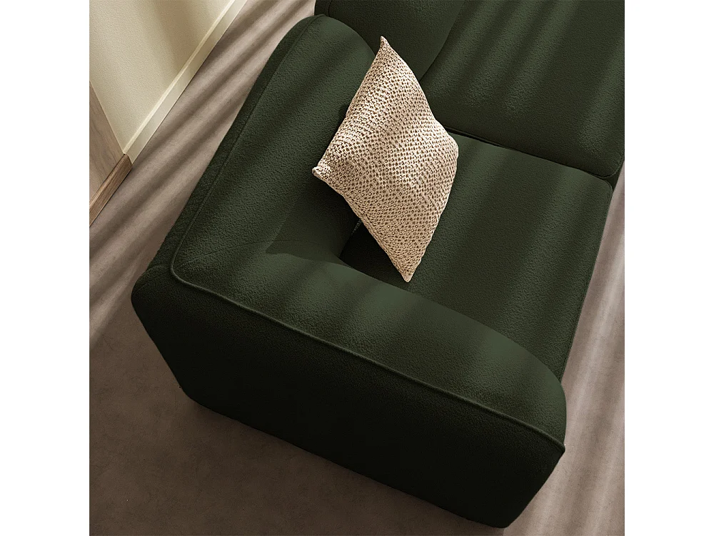 Noor - Chauffeuse pour canapé modulable en tissu bouclette - Vert kaki