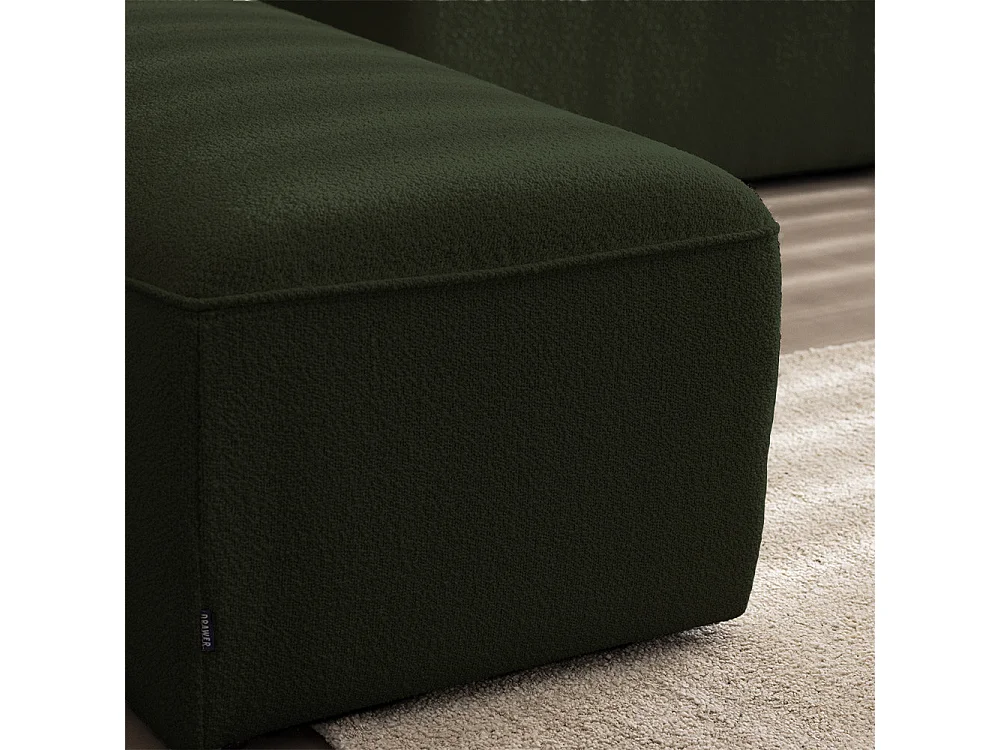 Noor - Chauffeuse pour canapé modulable en tissu bouclette - Vert kaki