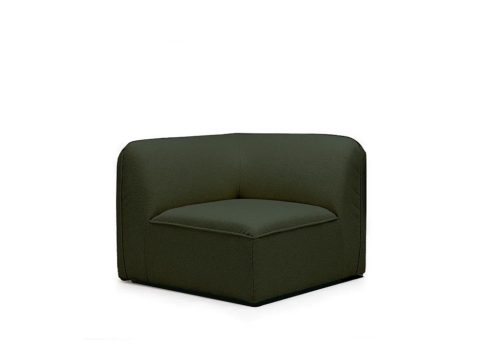 Noor - Angle réversible pour canapé modulable en tissu bouclette - Vert kaki