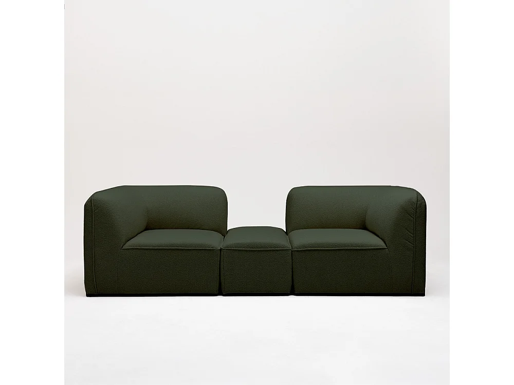 Noor - Angle réversible pour canapé modulable en tissu bouclette - Vert kaki