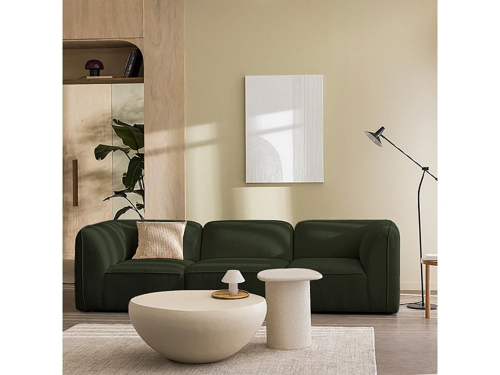Noor - Angle réversible pour canapé modulable en tissu bouclette - Vert kaki