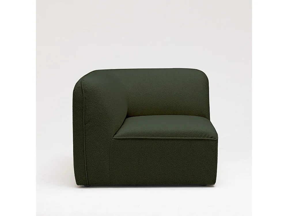 Noor - Angle réversible pour canapé modulable en tissu bouclette - Vert kaki