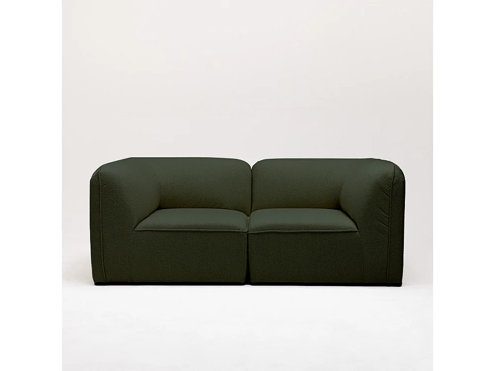 Noor - Angle réversible pour canapé modulable en tissu bouclette - Vert kaki