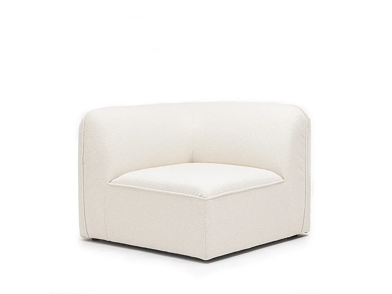 Noor - Angle réversible pour canapé modulable en tissu bouclette - Blanc ivoire