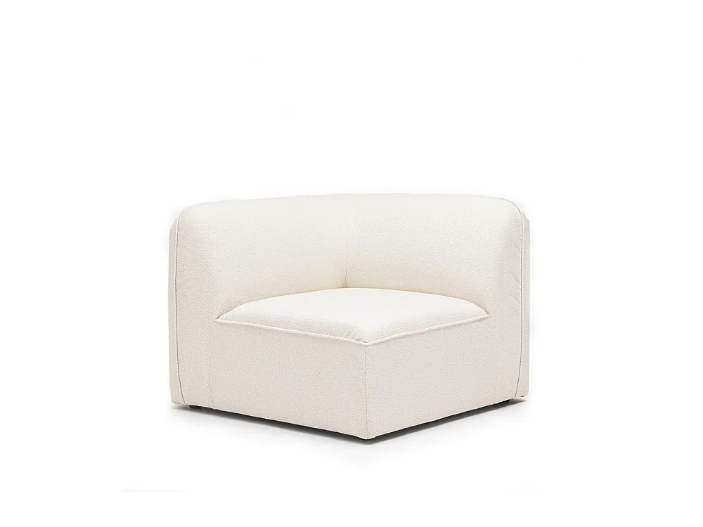 Noor - Angle réversible pour canapé modulable en tissu bouclette - Blanc ivoire