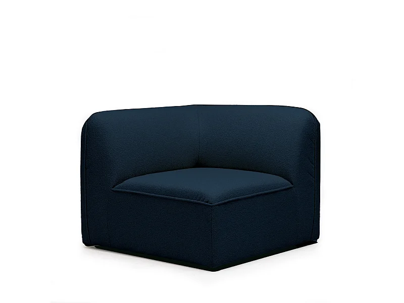 Noor - Angle réversible pour canapé modulable en tissu bouclette - Bleu marine