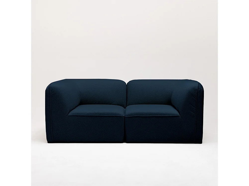 Noor - Angle réversible pour canapé modulable en tissu bouclette - Bleu marine