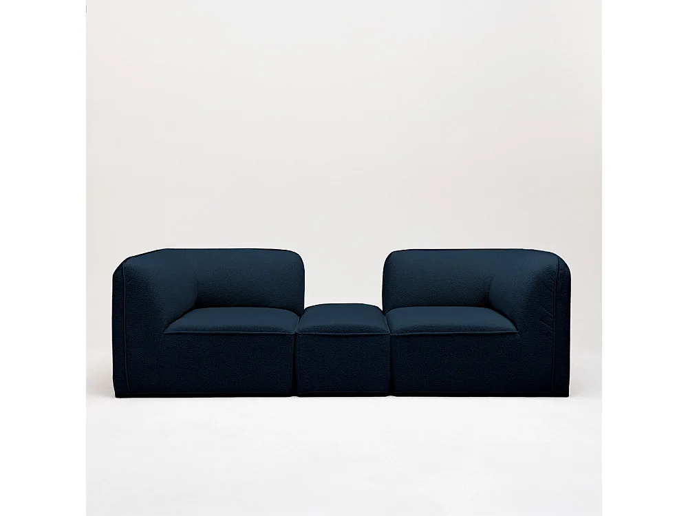 Noor - Angle réversible pour canapé modulable en tissu bouclette - Bleu marine