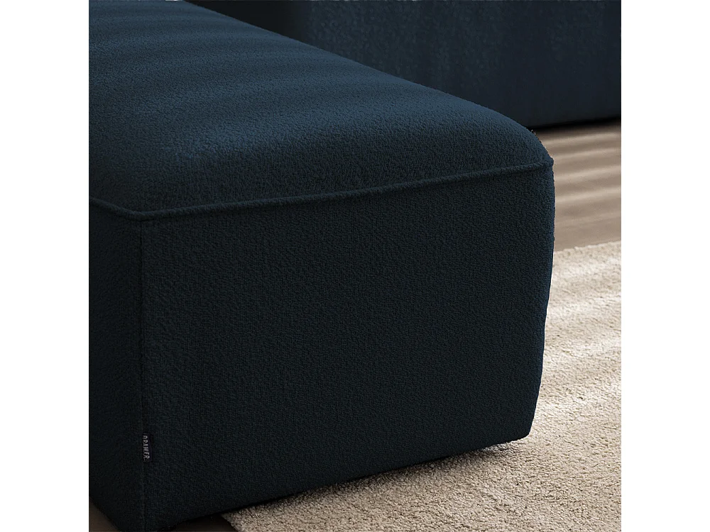 Noor - Angle réversible pour canapé modulable en tissu bouclette - Bleu marine