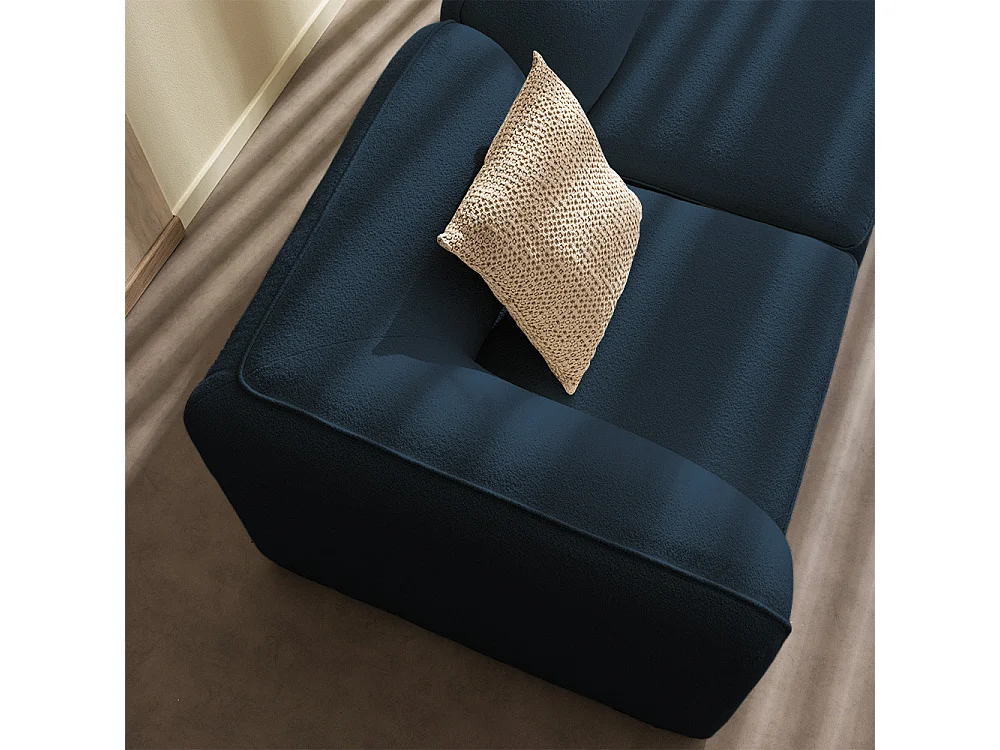 Noor - Angle réversible pour canapé modulable en tissu bouclette - Bleu marine