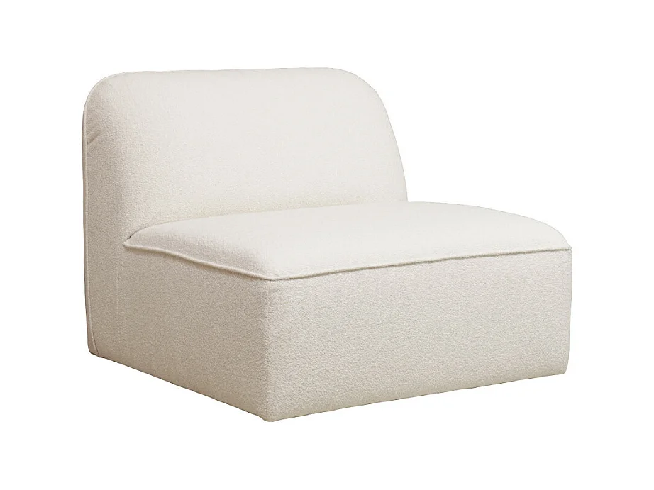 Noor - Chauffeuse pour canapé modulable en tissu bouclette - Blanc ivoire