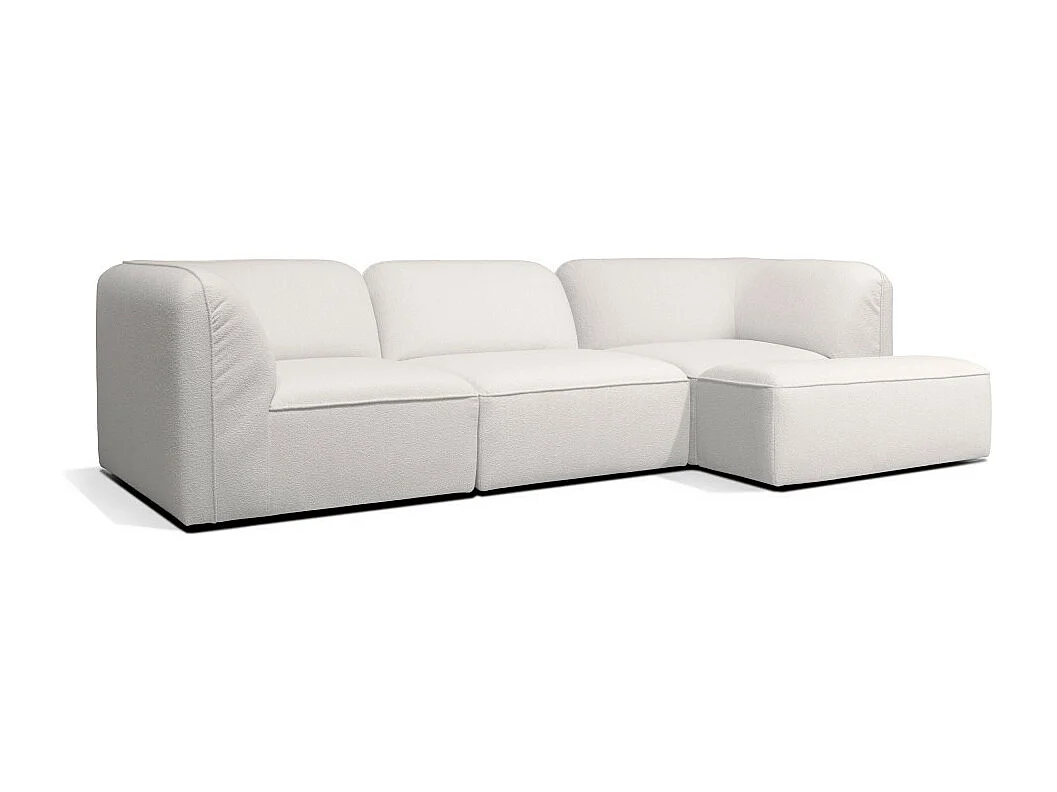 Noor - Chauffeuse pour canapé modulable en tissu bouclette - Blanc ivoire