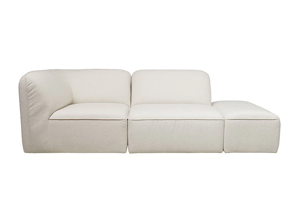 Noor - Chauffeuse pour canapé modulable en tissu bouclette - Blanc ivoire